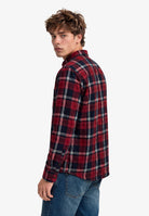 Superdry Long Sleeve Cotton Lumberjack Shirt in Peyton Check Eclipse Navy back model view