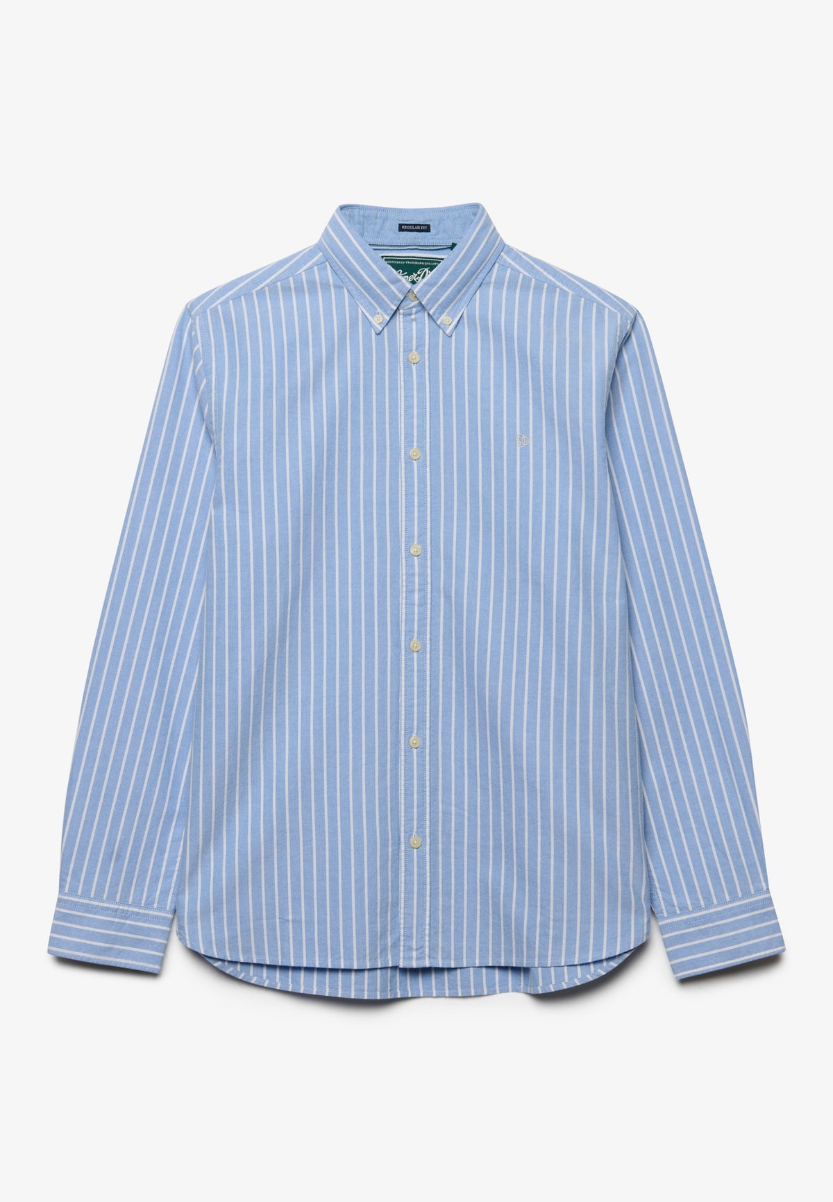 Superdry Preppy Oxford Long Sleeve Shirt in Broker Blue Stripe front view
