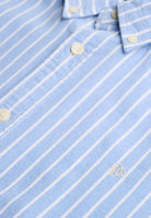 Superdry Preppy Oxford Long Sleeve Shirt in Broker Blue Stripe striped fabric detail