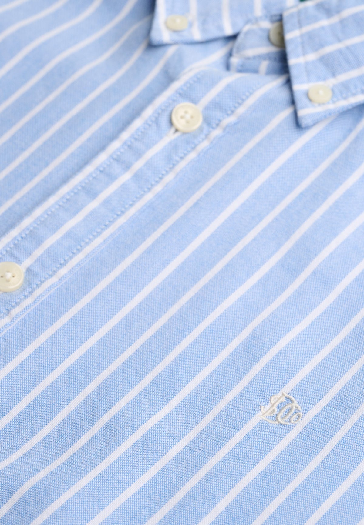 Superdry Preppy Oxford Long Sleeve Shirt in Broker Blue Stripe striped fabric detail