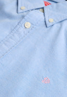 Superdry Preppy Oxford Long Sleeve Shirt in Sky Blue Chambray button collar detail