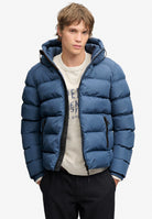 Superdry Hooded Sports Puffer Jacket in Altitude Blue half model view