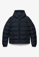 Superdry Hooded Sports Puffer Jacket - Eclipse Navy in Eclipse Navy/Eclipse Navy front view