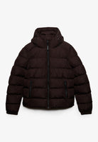 Superdry Hooded Sports Puffer Jacket in Peak Dark Plum front view