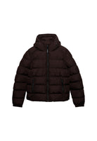 Superdry Hooded Sports Puffer Jacket in Peak Dark Plum angled view