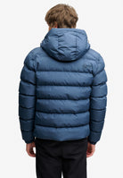 Superdry Hooded Sports Puffer Jacket in Altitude Blue back model view