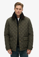 Superdry Quilted Estate Coach Jacket in Army Khaki on model