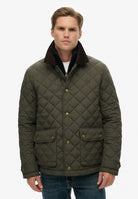 Superdry Quilted Estate Coach Jacket in Army Khaki full length view