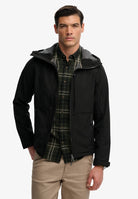 Superdry Hooded Softshell Trekker Jacket in Black front model view