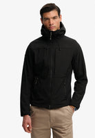 Superdry Hooded Softshell Trekker Jacket in Black half model view
