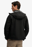 Superdry Hooded Softshell Trekker Jacket in Black back model view