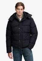 Superdry Premium Hood Puffer Jacket in Black front model view