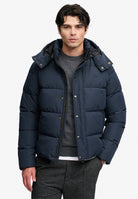 Superdry Premium Hood Puffer Jacket in Eclipse Navy front model view