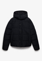 Superdry Premium Hood Puffer Jacket in Black front view