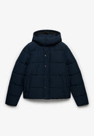 Superdry Premium Hood Puffer Jacket in Eclipse Navy angled view