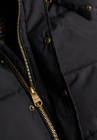 Superdry Premium Hood Puffer Jacket in Black zip and snap detail