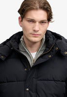 Superdry Premium Hood Puffer Jacket in Black hood and zip detail