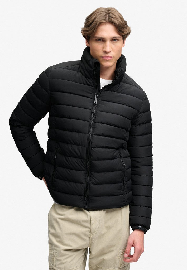 Superdry Fuji Midweight Padded Jacket in Jet Black angled model view