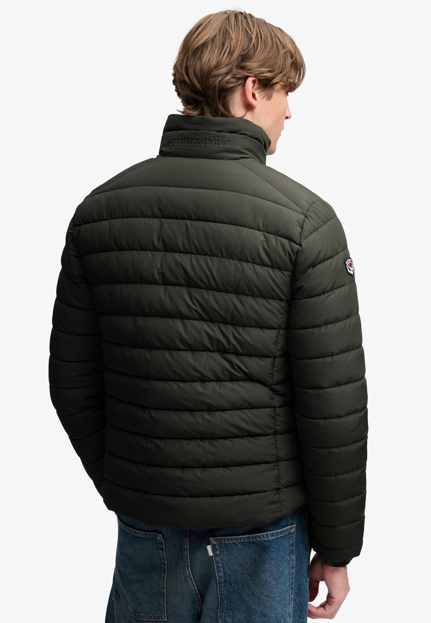 Superdry Fuji Midweight Padded Jacket in Surplus Goods Olive Green back model view