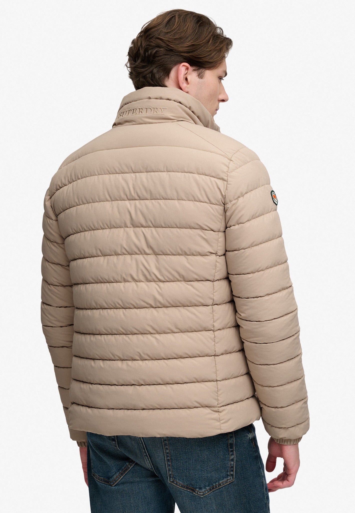 Superdry Fuji Midweight Padded Jacket in Buckwheat Beige back model view