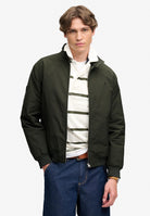 Superdry Campus Padded Harrington Jacket in Surplus Goods Olive Green front model view