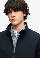 Superdry Campus Padded Harrington Jacket in Eclipse Navy collar and zip detail