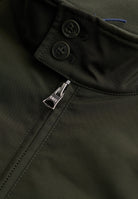Superdry Campus Padded Harrington Jacket in Surplus Goods Olive Green collar and zip detail
