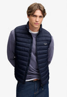 Superdry Fuji Lite Padded Gilet in Eclipse Navy on model