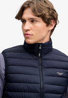 Superdry Fuji Lite Padded Gilet in Eclipse Navy padded quilted texture detail