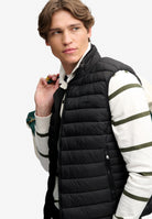 Superdry Fuji Lite Padded Gilet in Black angled model view angled model view