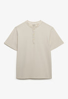 SUPERDRY Classic Cotton Linen Short Sleeve Grandad-Natural Ecru Natural Ecru flat front view