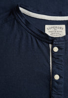 SUPERDRY Classic Cotton Linen Ss Grandad-Nordic Chrome Navy Nordic Chrome Navy flat front view