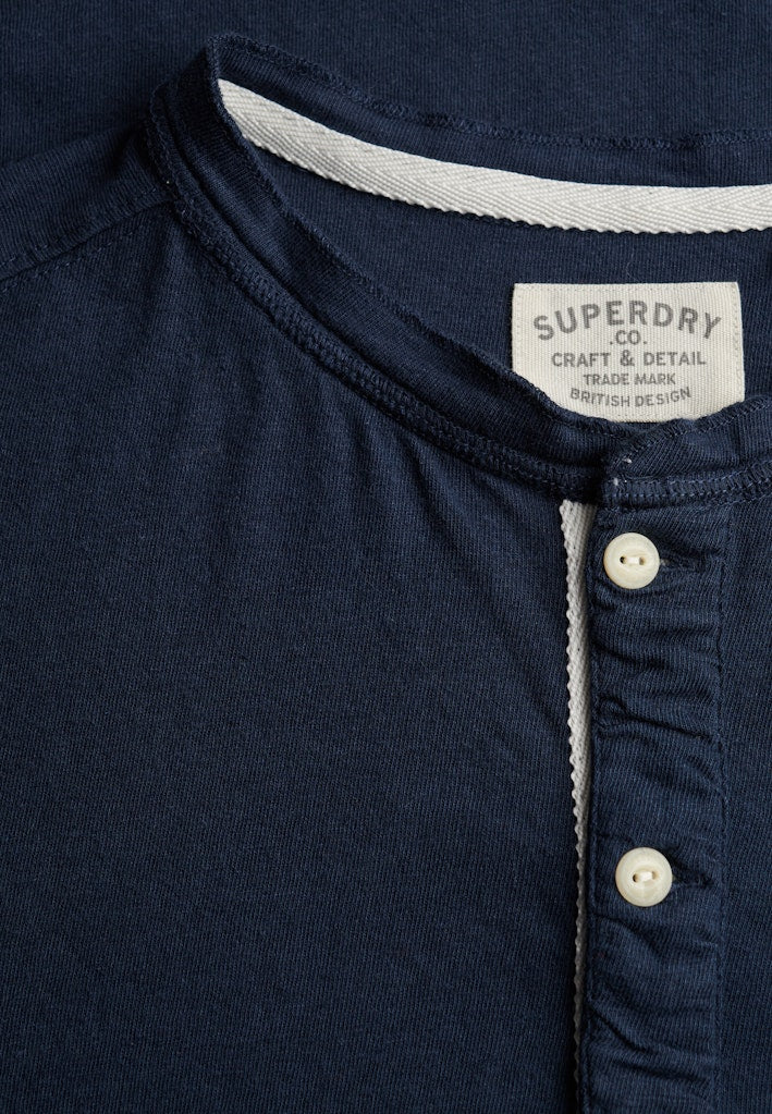 SUPERDRY Classic Cotton Linen Ss Grandad-Nordic Chrome Navy Nordic Chrome Navy flat front view
