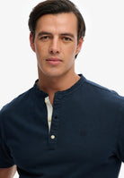 SUPERDRY Classic Cotton Linen Ss Grandad-Nordic Chrome Navy Nordic Chrome Navy detail view