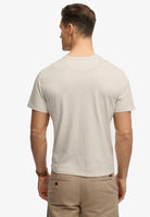 SUPERDRY Classic Cotton Linen Short Sleeve Grandad-Natural Ecru Natural Ecru back view