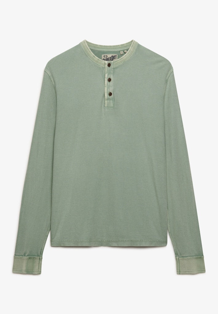 Superdry lightweight textured grandad top in lily pad green front view