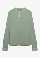SUPERDRY Lightweight Textured Grandad Top-Lily Pad Green Lily Pad Green flat front view