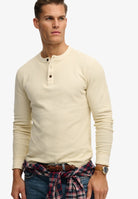 SUPERDRY Lightweight Textured Grandad Top-Oatmeal Beige Oatmeal Beige detail view
