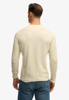 SUPERDRY Lightweight Textured Grandad Top-Oatmeal Beige Oatmeal Beige side view