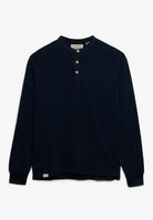 Superdry Woven Placket Grandad Top in Deep Navy front view