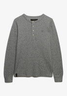 Superdry grey grit marl long sleeve grandad top front view
