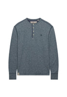 Superdry Mini Slub Waffle Grandad Top in Denim Blue Marl angled view