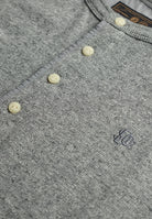 Superdry grey grit marl long sleeve grandad top button placket detail