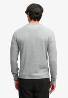 Superdry grey grit marl long sleeve grandad top back view
