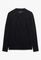 Superdry Waffle Long Sleeve Henley Top in French Blue front view