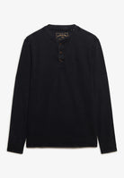 Superdry Waffle Long Sleeve Henley Top in French Blue angled view