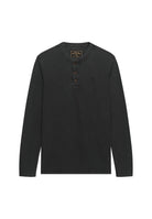 Superdry Waffle Long Sleeve Henley Top in Washed Black side view