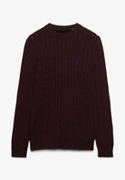 Superdry Cotton Cable Knit Crew in Winter Port flat view