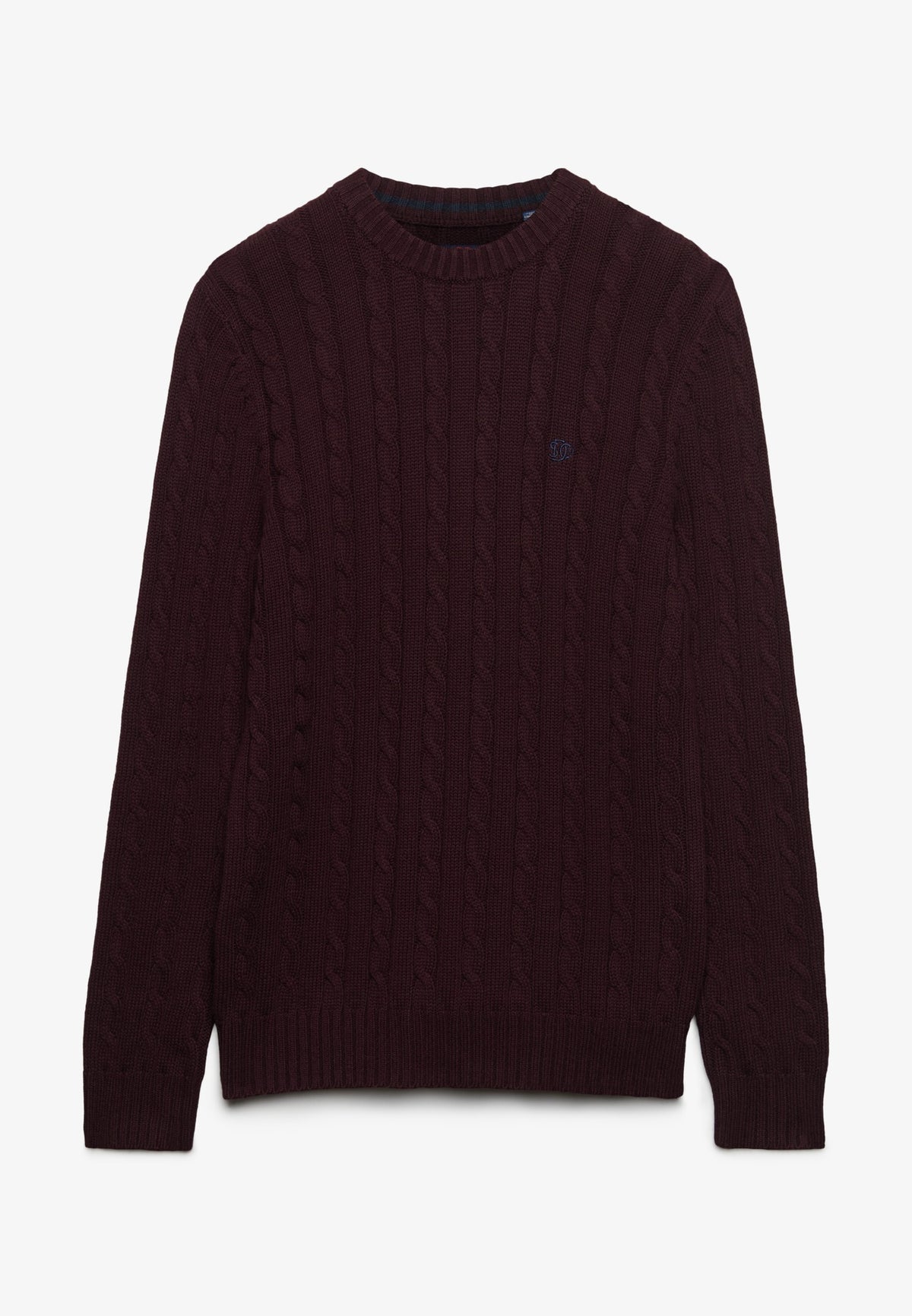 Superdry Cotton Cable Knit Crew in Winter Port flat view
