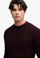 Superdry Cotton Cable Knit Crew in Winter Port closer view